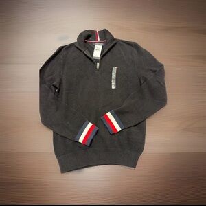 Tommy Hilfiger quarter zip Men's blue Sweater with Red and Blue Accents